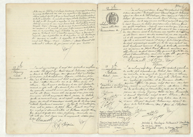 Transcription du jugement de rectification de ADIGARD DES GAUTRIES (20 septembre 1912),reconnaissance de BEGUIN Calixte (23 septembre 1912),reconnaissance de LOCHON Jeanne Albertine (23 septembre 1912),acte de naissance de PALMIER Robert Jean (21 septembre 1912).