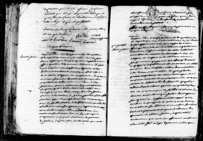 Acte de naissance de VERDIER Marie Nicole (6 avril 1796),acte de naissance de OUDET Julie (6 avril 1796),acte de naissance de PINGUENET dit CHAMBERNARD Marie Julie (4 avril 1796).