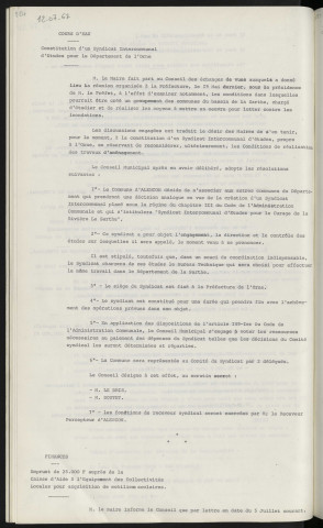 Cours d'eau, constitution d'un syndicat intercommunal d'études pour le département de l'Orne.