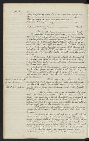 Caisse des retraites des employés municipaux, liquidation de la pension de M. RUEL Adrien, receveur d'octroi. Secours à d'anciens employés, octroi : M. RUEL Adrien
