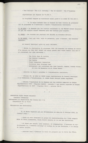 Voirie, programme de travaux d'un montant de 536 420 F, programme 1966 2ème tranche, rue Balzac, rue du docteur Bailleul, rue de Cerisé, rue Pierre Curie, rue Claude Bernard, rue Demées avenue Wilson, rue Nungesser et Coli, rue Jules Védrines, rue pelletier Doisy, rue Charles de Foucault, rue du Commandant Charcot, rue du Val Noble, place Bonnet, rue Notre Dame de Lorette, rue Général Fromentin, rue Candie, place du Commandant Desmeulles, rue Cazault. Rénovation place Poulet Malassis et la rue des Marcheries, immeuble Clémenceau, aménagement et réparation des locaux mis à la disposition de la ville, désignation des architectes Mr BATAILLE et Mr DELALANDE 15 avenue de Verdun Caen.