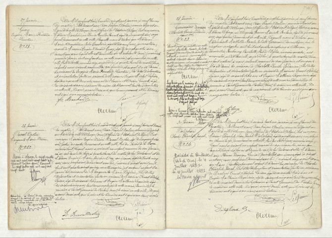 Acte de naissance de GUAY Eugénie Marie Fernande (27 janvier 1903),DUVAL Destin Marguerite Marie Destinée (26 janvier 1903),SONSON Charlotte Louise Isidorine (28 janvier),DALIPHARD Charles Théophile Joseph (30 janvier 1903).