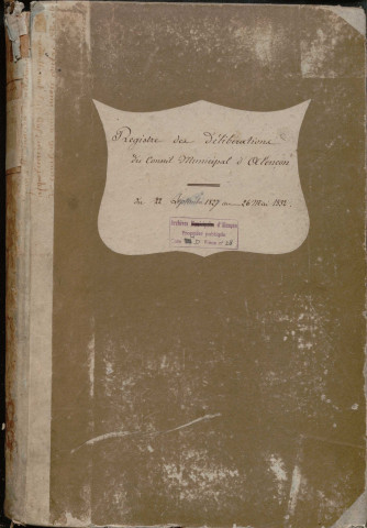 Registre des délibérations du conseil municipal (22 septembre 1827 - 26 mai 1832).