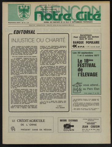 Alençon Notre Cité, journal des habitants de la Ville et des communes périphériques n°4 (septembre 1977).