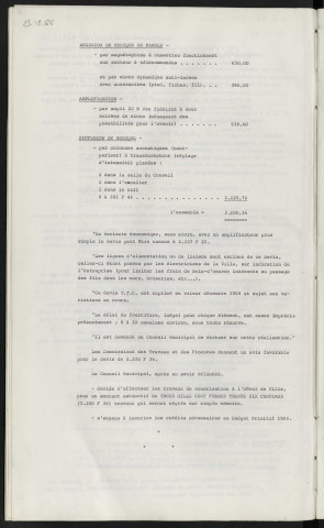 Bâtiments communaux, sonorisation de l'Hôtel de Ville, entreprise MOUTREUIL.