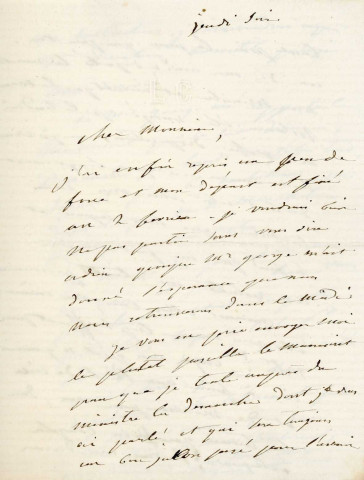 Lettre autographe signée de la femme de lettres Louise Colet au comédien Louis Fortuné Adolphe Laferrière (1872-1873).