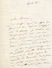 Lettre autographe signée de la femme de lettres Louise Colet au comédien Louis Fortuné Adolphe Laferrière (1872-1873).