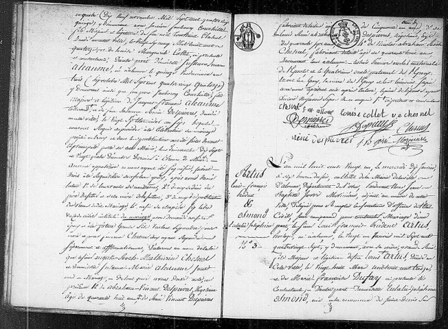 Registre des actes de mariage (1821).