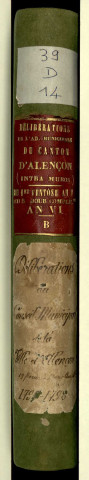 Registre des délibérations du conseil municipal (01 ventôse an V/19 février 1797-5è jour complémentaire an VI/ 21 septembre 1798).