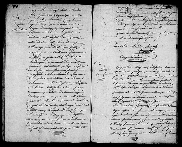 Acte de naissance de DUGAS Marie (27 janvier 1797),acte de naissance de LEVESQUE Thomas Bathilde (30 janvier 1797),acte de naissance de VEGEE Lucile Euphrosine (30 janvier 1797).
