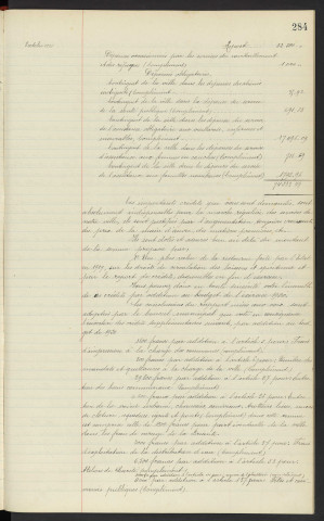 Budget de 1920, vote de crédits supplémentaires, rapport