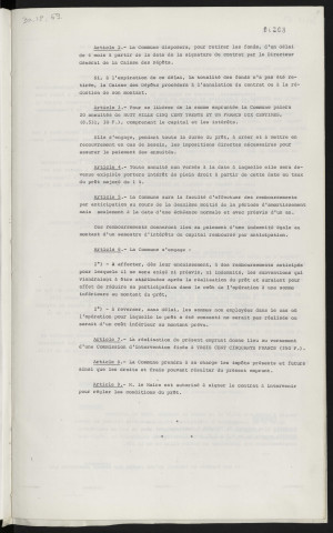 Finances, emprunt de 94 000 F auprès de la caisse des dépôts et consignations pour financement de la réalisation d'une Maison des Jeunes et de la Culture.