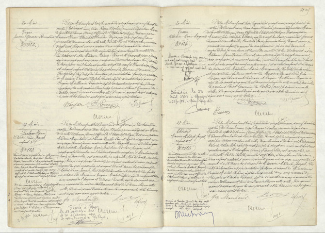 Acte de naissance de VOYER Jeanne Yvonne Fernande (20 mai 1903),HERVE André Léon Joseph (19 mai 1903),TESSON Madeleine Marie Marguerite (20 mai 1903),THIRARD Maurice Modeste Joseph (21 mai 1903).