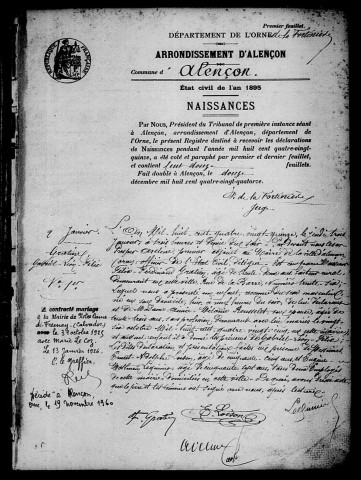 Registre des actes de naissance et adoption.