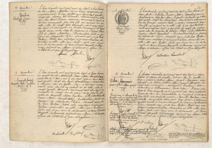 Reconnaissance de MARTIN Roland Louis (03 décembre 1917), Reconnaissance de SANGLEBOEUF Auguste Marie Emilien (03 décembre 1917), Reconnaissance de LAMBERT Etienne Roger (03 décembre 1917), Acte de naissance de MARQUIS DILAX Jeanne Zulma Marie Joseph (01 décembre 1917).