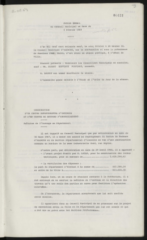 Sommaire sur les affaires à délibérer. Construction d'un centre départemental d'incendie et d'un centre de secours d'arrondissement, maitrise de l'ouvrage au département, bordure de la zone industrielle Nord rue Ampère.