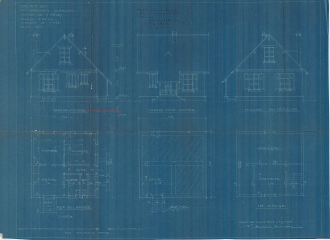 permis de construire n°36, Construction d'une maison d'habitation Rue Boucher de Perthes Alençon, (date de décision : 02/07/1929), (auteur du projet, architecte : BESNARD-BERNADAC Félix).