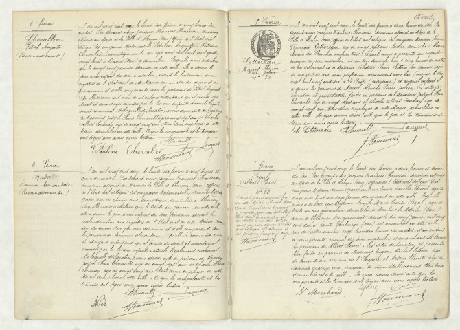 Reconnaissance de CHEVALIER Vital Auguste (6 février 1911),reconnaissance de NADO Simonne Amandine (6 février 1911),acte de naissance de COTTEREAU Marcel Almire Pierre Julien (5 février 1911),acte de naissance de PIGAL Albert Henri (5 février 1911).