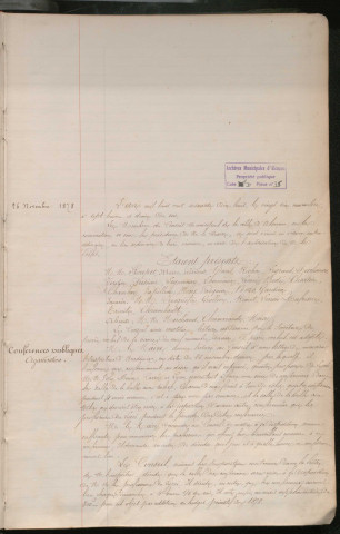 Registre des délibérations du conseil municipal (26 Novembre 1878 - 13 novembre 1882)