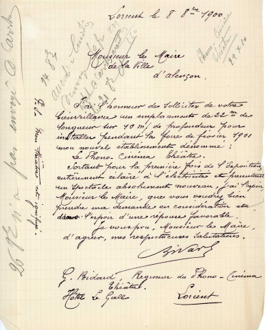 Foire de la Chandeleur (1900-1902), demandes de boutiques sous la coupole de la Halle au Blé, sur la place d'Armes : états nominatifs, correspondance, flyers, plans, mémoires.