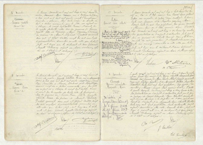 Reconnaissance de VANNIER Simone Judith (3 novembre 1913),reconnaissance de VIVIER Simon Pierre (3 novembre 1913),acte de naissance de LEDUC Bernard Louis Albert (1er novembre 1913),acte de naissance de CAMUS Yvonne Charlotte Marguerite Marie (4 novembre 1913).