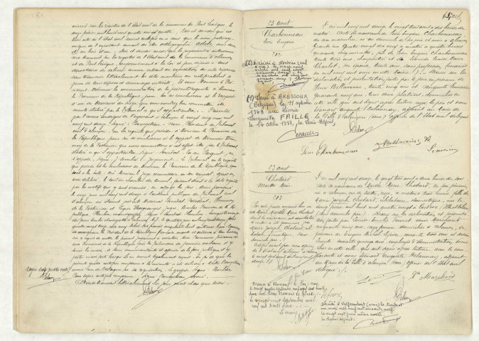 Transcription du jugement de rectification de ADDE Placide Adolphe Ernest (22 août 1912),acte de naissance de CHARBONNEAU Léon Eugène (23 août 1912),acte de naissance de CHOTARD Marthe Marie (23 août 1912).