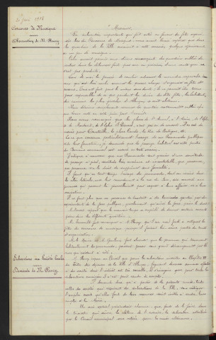 Fêtes et Cérémonies publiques, concours de musique : observation de M. Fleury. Subventions aux Sociétés locales : demande de M. Fleury