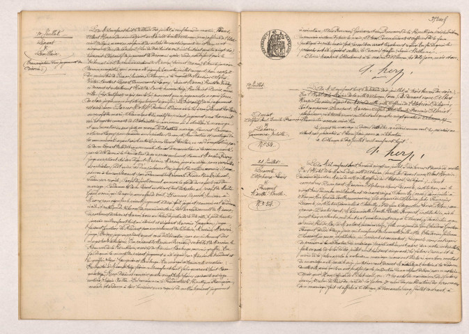 Transcription d'un jugement de divorce de LEPART Et LEVILLAIN (10 Juillet 1908), Acte de mariage de LECOMTE Alphonse Louis et FOUQUET Marthe Berthe (21 Juillet 1908).