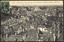 Alençon (Orne), vue générale vers le château et l'hôtel de ville, carte postale ancienne noir et blanc n°129, ND Phot éditeur, (Date d'utilisation : 03 mars 1914, 27 mai 1914), (14x9), AMA, 2 exemplaires.