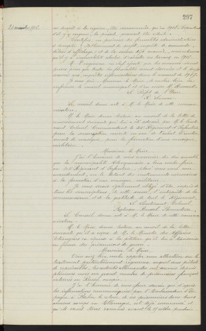 Ecole primaire supérieure de jeunes filles, réparation à l'immeuble et au mobilier, médecin inspecteur M. DUPARD. Communication, lettre de la démission du conseil municipal de M. LAGOGUE. Communication, lettre de M. le Préfet sur le curage de la rivière "Sarthe"
