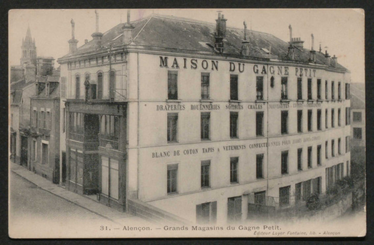 Alençon, Grands magasins du Gagne-Petit, carte postale ancienne noir et blanc n°31, éditeur Loyer Fontaine, lib, Alençon, sd, (14x9),AMA.