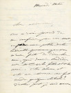 Lettre autographe signée de la femme de lettres Louise Colet au comédien Louis Fortuné Adolphe Laferrière 29 février 1872).