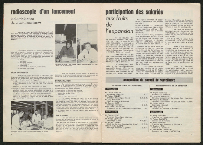 Alençon, réunion du conseil de surveillance (mars 1975) ; service du contrôle central, M. Kreyder et M. Proyart ; M. Robert directeur de l'école technique privée Moulinex d'Alençon ; tennis de table, Jacques Coupry international corporatif ; la bibliothèque du service formation d'Alençon : lot de 4 bandes de 6 négatifs noir et blanc (Martine Adéjès).