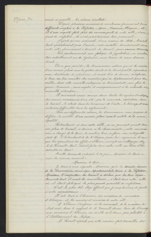 Ouvroir municipal, demande de création présentée par la bourse du travail, nettoyage des effets militaires chez M. Mme HENAULT-MOREL, rapport