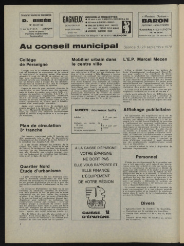 Alençon Notre Cité, journal des habitants de la Ville et des communes périphériques n°15 (octobre 1978).