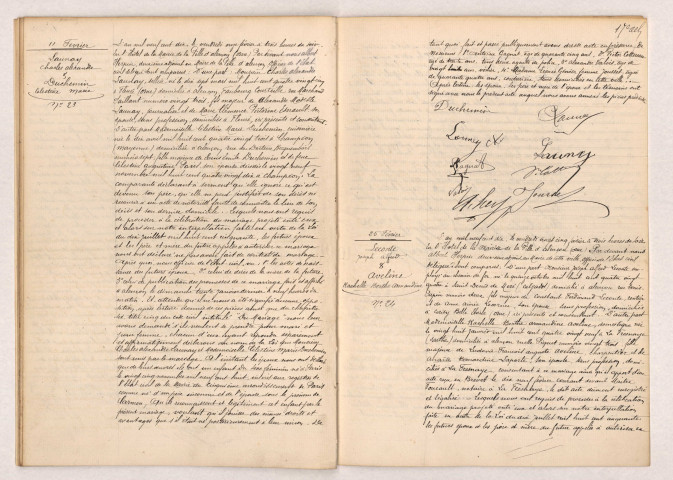 Acte de mariage de LAUNAY Charles Alexandre et DUCHEMIN Célestine Marie (11 février 1910), Acte de mariage de LECONTE Joseph Alfred et AVELINE Rachelle Berthe Armandine (25 février 1910).