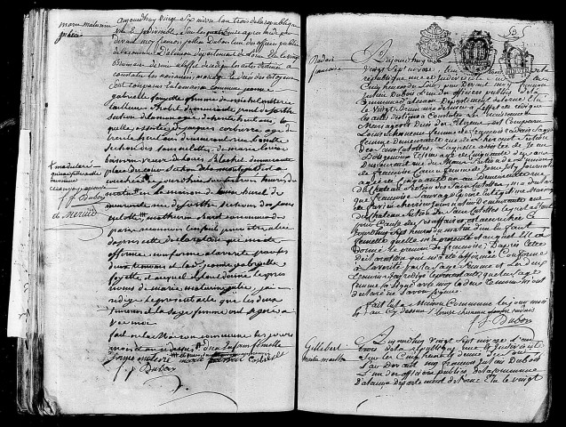 Acte de naissance de Marie Mathurine Julie enfant trouvé (15 janvier 1795),acte de naissance de CHERRIER Françoise (16 janvier 1795),acte de naissance de GILBERT Marie Marthe (16 janvier 1795).