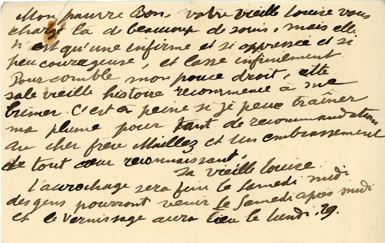 Lettre autographe signée au peintre Georges Maillez (11 mai 1933), 3 pages, format in 8 oblongues