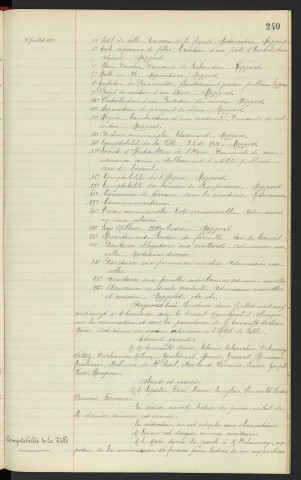 Sommaire sur les affaires à délibérer