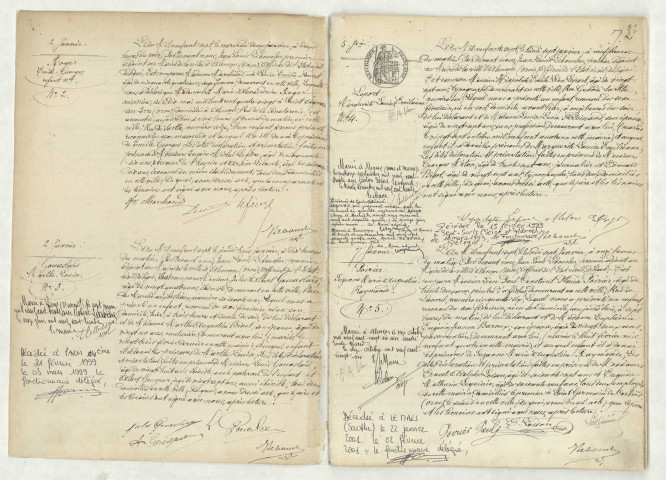 Acte de naissance de PLANCHE SANSON Marguerite Marie Thérèse (21 décembre 1907),acte de naissance de VERGER Gabrielle Anne Marie (22 décembre 1907),acte de naissance de GOUGEON Maurice Isidore François (23 décembre 1907),reconnaissance de GOUASLARD Marguerite Marie Germaine (24 décembre 1907).