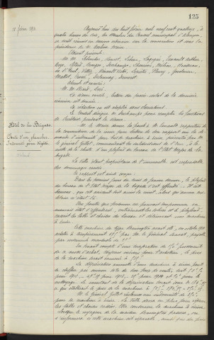 Sommaire sur les affaires à délibérer. Hôtel de la brigade, chute d'un plancher, indemnité pour dégâts