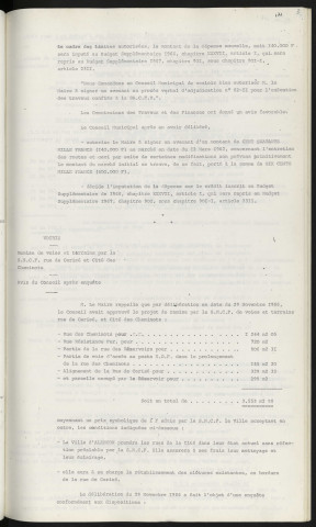 Voirie, aménagement du secteur du Point du Jour, avenant n°1 S.A.C.E.R. Voirie, remise de voies et terrains par la S.N.C.F rue de Cerisé et cité des Cheminots, avis du conseil après enquête.