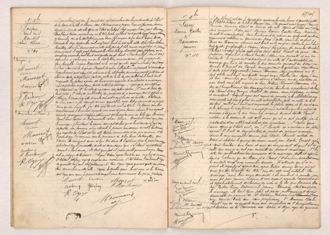 Acte de mariage de VOISIN Raoul Louis et MOUSSET Aline Célina (17 décembre 1910), Acte de mariage de LEROY Maurice Gaston et RAMAIN Jeanne (17 décembre 1910).