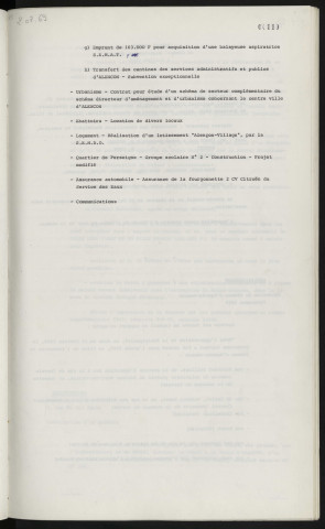 Sommaire sur les affaires à délibérer.