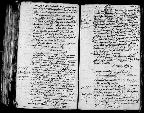 Acte de naissance de DROUEL Jean Louis (22 décembre 1796),acte de naissance de POUSSET Suzanne Félicité enfant naturel (24 décembre 1796),acte de naissance de DOISNEL Jean Louis (24 décembre 1796),acte de naissance de CRETIN Antoine Jean François (23 décembre 1796).