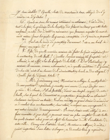Établissement d'une halle aux grains à Rennes (dans des configurations identiques à Alençon) : correspondance (1817).