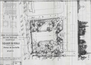 Square du Poilu, Avenue de Courteille, projet 4, plan (Services Techniques, 1/200, 21 janvier 1957, modification 4 mai 1957 PC035) (118.5x82).