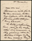 Lettre autographe signée de l'écrivain Charles de la Rounat à l'acteur Adolphe Laferrière (10 novembre 1869).