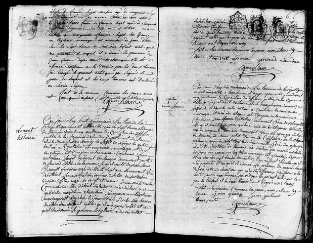 Acte de naissance de LEGROS Jean François (28 septembre 1794),acte de naissance de LOUVET Hilaire (29 septembre 1794),acte de naissance de GUILME Marie Louise (1er octobre 1794).