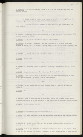 Etude de création d'un syndicat intercommunal contre les crues de la Sarthe. Enquête de la taxe municipale sur l'électricité. Aménagement d'un nouveau camping de séjour. Corbeille en papier pour la place de Monsort. Etude de l'aménagement de toilettes à Monsort. Éclairage public rue l'Hotellier. Étude dans le cadre du plan d'urbanisme rue Ampère et le boulevard de Strasbourg. Fonctions des anciens abattoirs. Travaux carrefour de Lancrel et rue Général Fromentin.